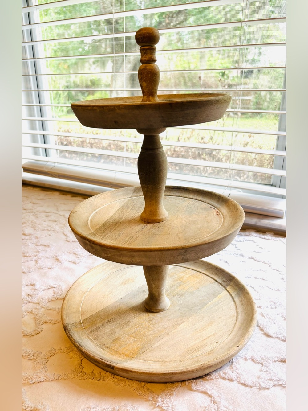 Farmhouse Wooden 3-Tier Stand white ash